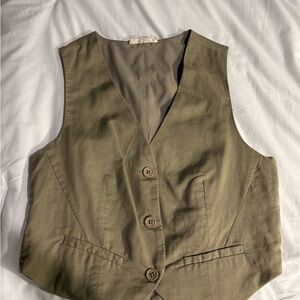 La Hearts Olive Button Down Vest